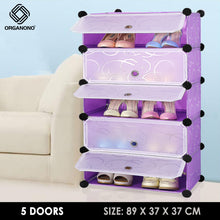 Load image into Gallery viewer, Organono DIY 5-21 Layers w/ DOORS Stackable Shoe Rack Shoe Organizer Cabinet - 35x17