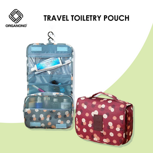 Organono Travel Pouch Organizer with Hook Toiletry Bag - Daisy Flower Smiley Polka Leopard Prints