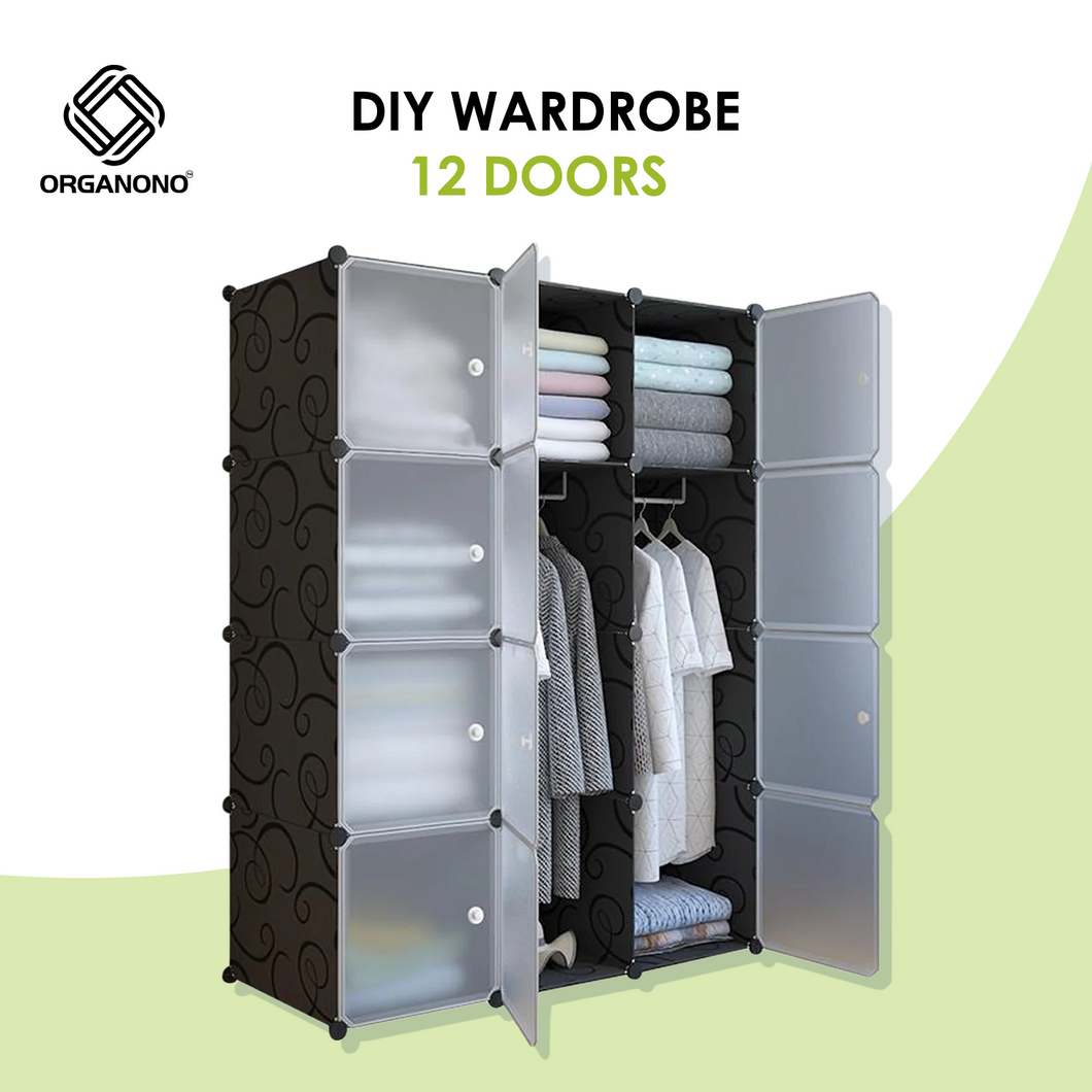 Organono DIY 6-16 MATTE DOORS with Handle Wardrobe Stackable Cabinet