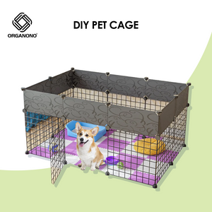 Organono DIY 1 Door Steel Net Multipurpose Pet Cage Stackable Play Pen with Panels - 35x17cm