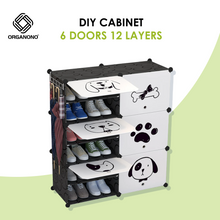 Load image into Gallery viewer, Organono DIY 2-30 Layers BLACK with CATS &amp; DOGS DOORS Shoe Organizer - Removable Layer
