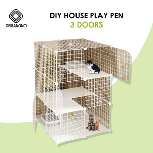 Organono DIY 2-4 Door 3 Layer Steel Net Stackable House Play Pen