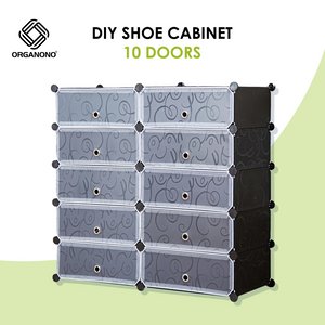 Organono DIY 3-21 Layers w/ MATTE FLORAL DOORS Stackable Shoe Organizer Cabinet - 35x17