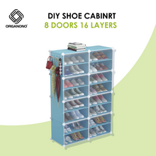 Load image into Gallery viewer, Organono DIY 2-30 Layers BLUE w/ CLEAR DOORS Shoe Organizer - Removable Layer
