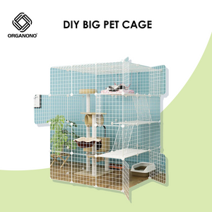 Organono DIY 2-5 Layer Steel Net Multipurpose Big Pet Cage Stackable House Play Pen with Ladders - 35cm