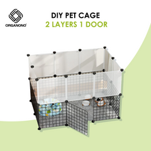 Load image into Gallery viewer, Organono DIY 1 Door Steel Net Multipurpose Pet Cage Stackable Play Pen with White Panels - 35cm
