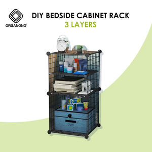 Organono DIY 1-4 Cube Metal Net Multipurpose Open Bedside Cabinet Rack - 35cm