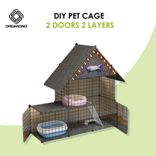Load image into Gallery viewer, Organono DIY 2 Door Steel Net Multipurpose Roof Pet Cage Stackable House Play Pen - 35cm
