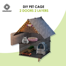 Load image into Gallery viewer, Organono DIY 2-3 Door Steel Net Multipurpose Roof Pet Cage Stackable House Play Pen - 35cm
