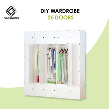 Load image into Gallery viewer, Organono Pastel DIY 25 Doors Multipurpose Wardrobe Organizer with 3 Hanging Poles
