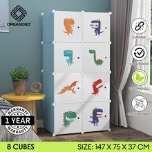 Load image into Gallery viewer, Organono DIY 8 Doors Kids Dino World Prints Baby Children Organizer Storage Cabinet
