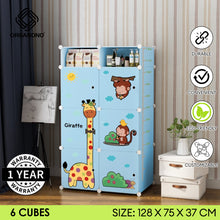 Load image into Gallery viewer, Organono DIY 6 Doors Kids ANIMAL Prints Storage Cabinet with bookshelf
