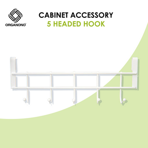 Organono Multipurpose Screwless Metal Hook 5 Headed Hanging Hook Cabinet Accessory