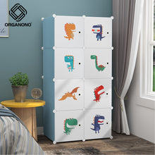 Load image into Gallery viewer, Organono DIY 8 Doors Kids Dino World Prints Baby Children Organizer Storage Cabinet
