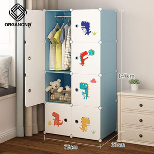 Organono DIY 8 Doors Kids Dino World Prints Baby Children Organizer Storage Cabinet