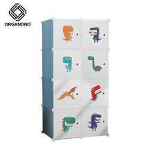 Load image into Gallery viewer, Organono DIY 8 Doors Kids Dino World Prints Baby Children Organizer Storage Cabinet
