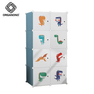 Organono DIY 8 Doors Kids Dino World Prints Baby Children Organizer Storage Cabinet