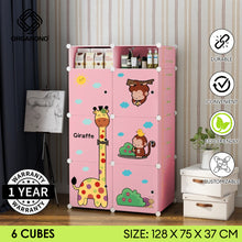 Load image into Gallery viewer, Organono DIY 6 Doors Kids ANIMAL Prints Storage Cabinet with bookshelf
