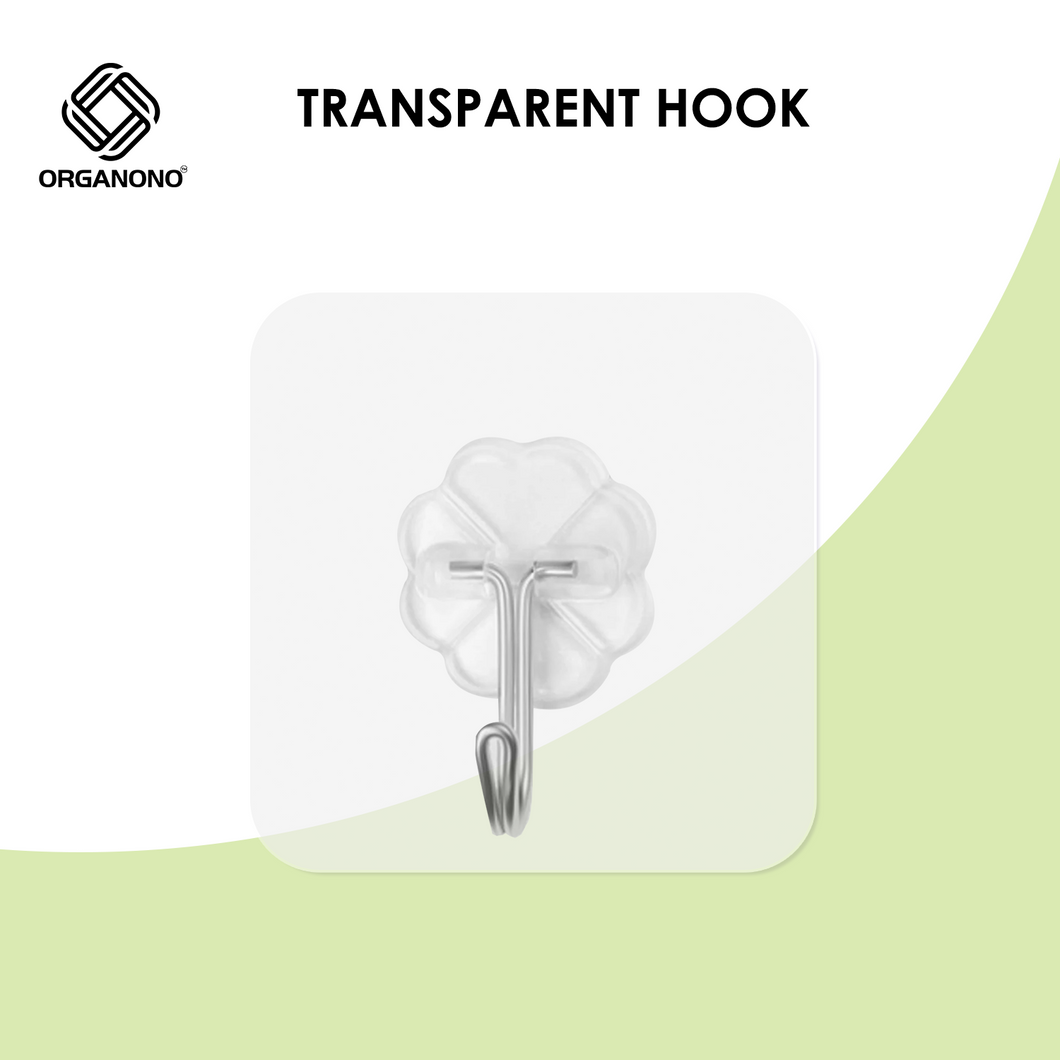 Organono Transparent Hook Wall Hanging Nail-free No Hole Hook Kitchen Bathroom Seamless Strong Hold Adhesive Hook