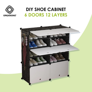 Organono DIY 2-30 Layers BLACK with WHITE DOORS Shoe Organizer - Removable Layer