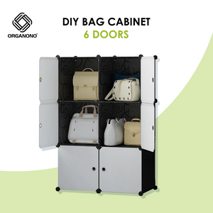 Organono DIY 2-12 WHITE DOORS Bag Cabinet Stackable Organizer