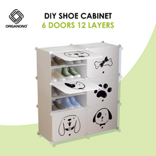 Load image into Gallery viewer, Organono DIY 2-30 Layers WHITE w/ CATS &amp; DOGS DOORS Shoe Organizer - Removable Layer

