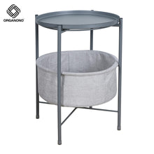 Load image into Gallery viewer, Organono Round Table with Detachable Tray Top &amp; Fabric Storage Basket
