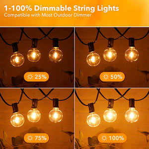 Organono Outdoor String Lights LED 10/20 Bulbs Waterproof Hanging Lights
