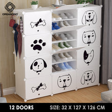 Load image into Gallery viewer, Organono DIY 2-30 Layers WHITE w/ CATS &amp; DOGS DOORS Shoe Organizer - Removable Layer
