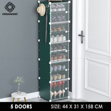 Load image into Gallery viewer, Organono DIY 2-48 Layers GREEN w/ CLEAR DOORS Shoe Organizer - Removable Layer
