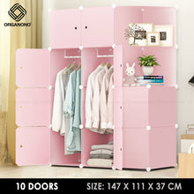 Load image into Gallery viewer, Organono DIY 8-27 ALL PINK DOORS Wardrobe Stackable Cabinet with Corner Shelf
