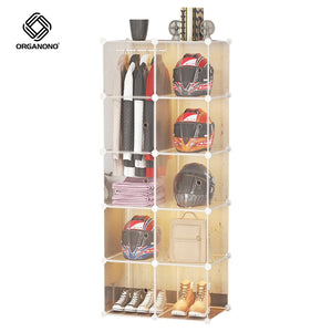 Organono DIY 6-20 Doors ALL CLEAR Wardrobe Stackable Cabinet with Hanger Pole