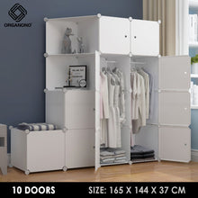Load image into Gallery viewer, Organono DIY 6-22 ALL WHITE DOORS Wardrobe Stackable Cabinet with Corner Shelf
