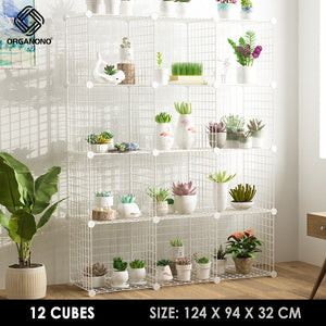 Organono DIY 1-12 Cube Metal Net Multipurpose Open Plant Rack Organizer