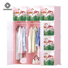Load image into Gallery viewer, Organono DIY 6-12 Doors Flamingo Stackable Cabinet with Hanging Pole &amp; Shoe Rack
