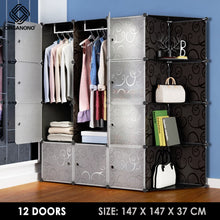 Load image into Gallery viewer, Organono DIY 10-22 FLORAL DOORS BLACK Wardrobe Stackable Cabinet with Corner Shelf
