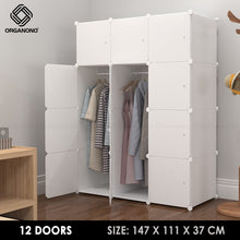 Load image into Gallery viewer, Organono DIY 6-25 Doors ALL WHITE Wardrobe Stackable Cabinet with Hanger Pole and Shoe Rack
