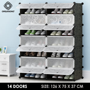 Organono DIY 3-21 Layers w/ MATTE FLORAL DOORS Stackable Shoe Organizer Cabinet - 35x17