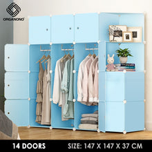 Load image into Gallery viewer, Organono DIY 6-22 ALL BLUE DOORS Wardrobe Stackable Cabinet with Corner Shelf

