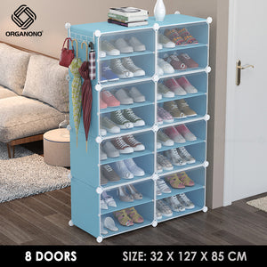 Organono DIY 2-30 Layers BLUE w/ CLEAR DOORS Shoe Organizer - Removable Layer