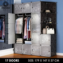 Load image into Gallery viewer, Organono DIY 10-22 FLORAL DOORS BLACK Wardrobe Stackable Cabinet with Corner Shelf
