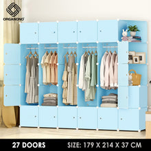 Load image into Gallery viewer, Organono DIY 6-22 ALL BLUE DOORS Wardrobe Stackable Cabinet with Corner Shelf
