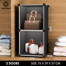 Load image into Gallery viewer, Organono DIY 1-6 Doors CLEAR DOOR Bag Cabinet Stackable Organizer with Extra Side Storage
