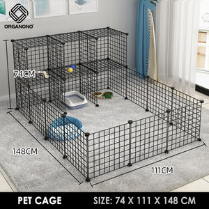 Organono DIY 2 Layer Steel Net Multipurpose Pet Cage Stackable Play Pen with Storage Cabinet - 35cm