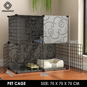 Organono DIY 1-3 Door Steel Net & Panels Multipurpose Pet Cage Stackable Play Pen - 35cm