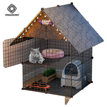 Load image into Gallery viewer, Organono DIY 2-3 Door Steel Net Multipurpose Roof Pet Cage Stackable House Play Pen - 35cm
