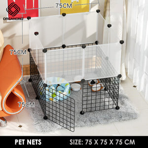 Organono DIY 1 Door Steel Net Multipurpose Pet Cage Stackable Play Pen with White Panels - 35cm