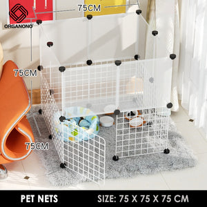 Organono DIY 1 Door Steel Net Multipurpose Pet Cage Stackable Play Pen with White Panels - 35cm