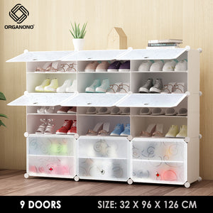 Organono DIY 2-30 Layers WHITE w/ MATTE FLORAL DOORS Shoe Organizer - Removable Layer