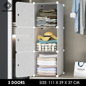 Organono DIY 3-4 Doors Multipurpose Cube Organizer Stackable Cabinet